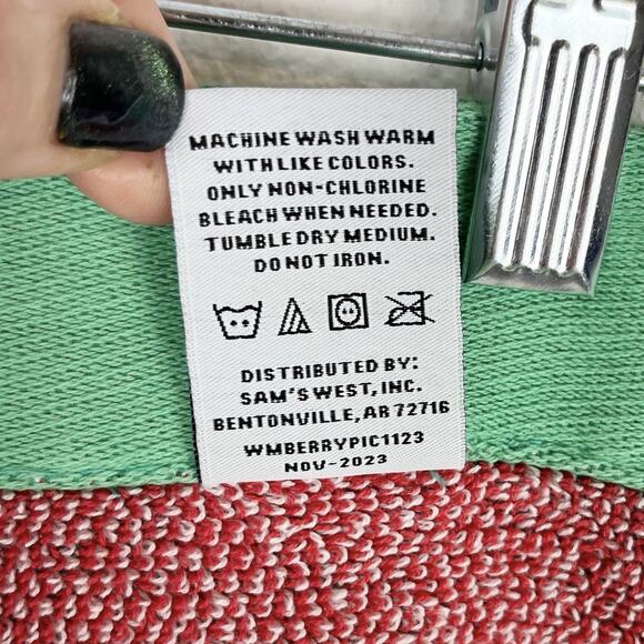 Members Mark Beach Towel Cotton Strawberry Cherry Daisy Flower Red Green 30x57 - Picture 7 of 8